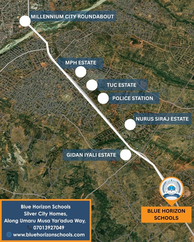 Route map to Blue Horizon Schools, Silver City Homes, Millennium City, Kaduna